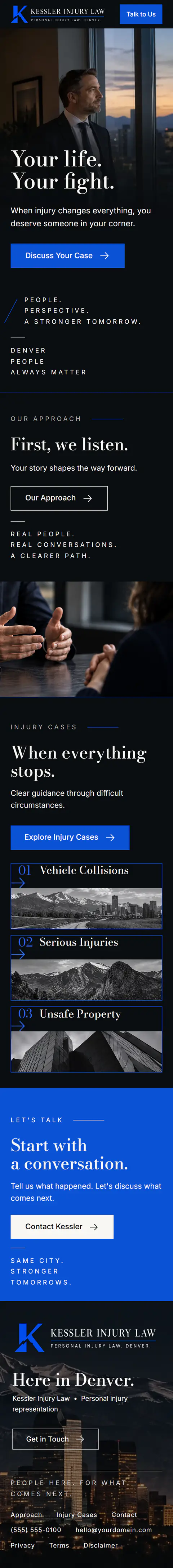 The same Future page on a phone, top to bottom, in one column.