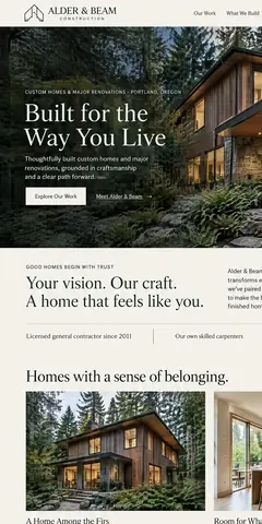 The top of the same custom home builder design in a phone-sized frame