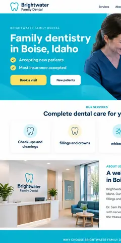 The top of the same dentist design in a phone-sized frame