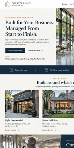 The top of the same general contractor design in a phone-sized frame