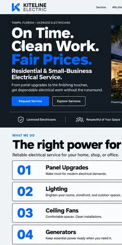 The top of the same electrician design in a phone-sized frame