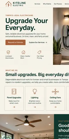The top of the same electrician design in a phone-sized frame