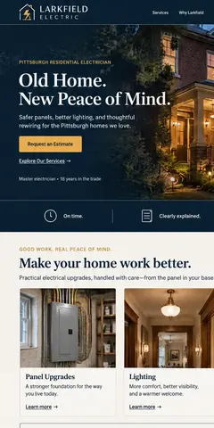 The top of the same electrician design in a phone-sized frame