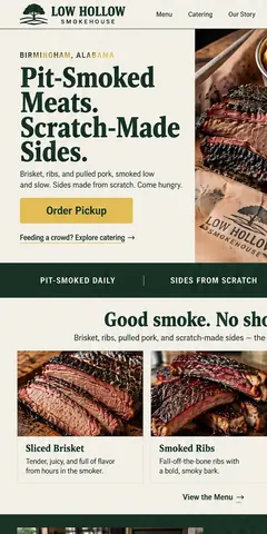 The top of the same barbecue restaurant design in a phone-sized frame