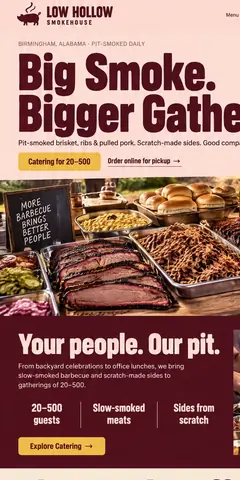 The top of the same barbecue restaurant design in a phone-sized frame