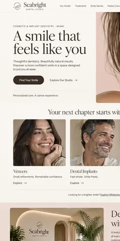 The top of the same cosmetic dentist design in a phone-sized frame